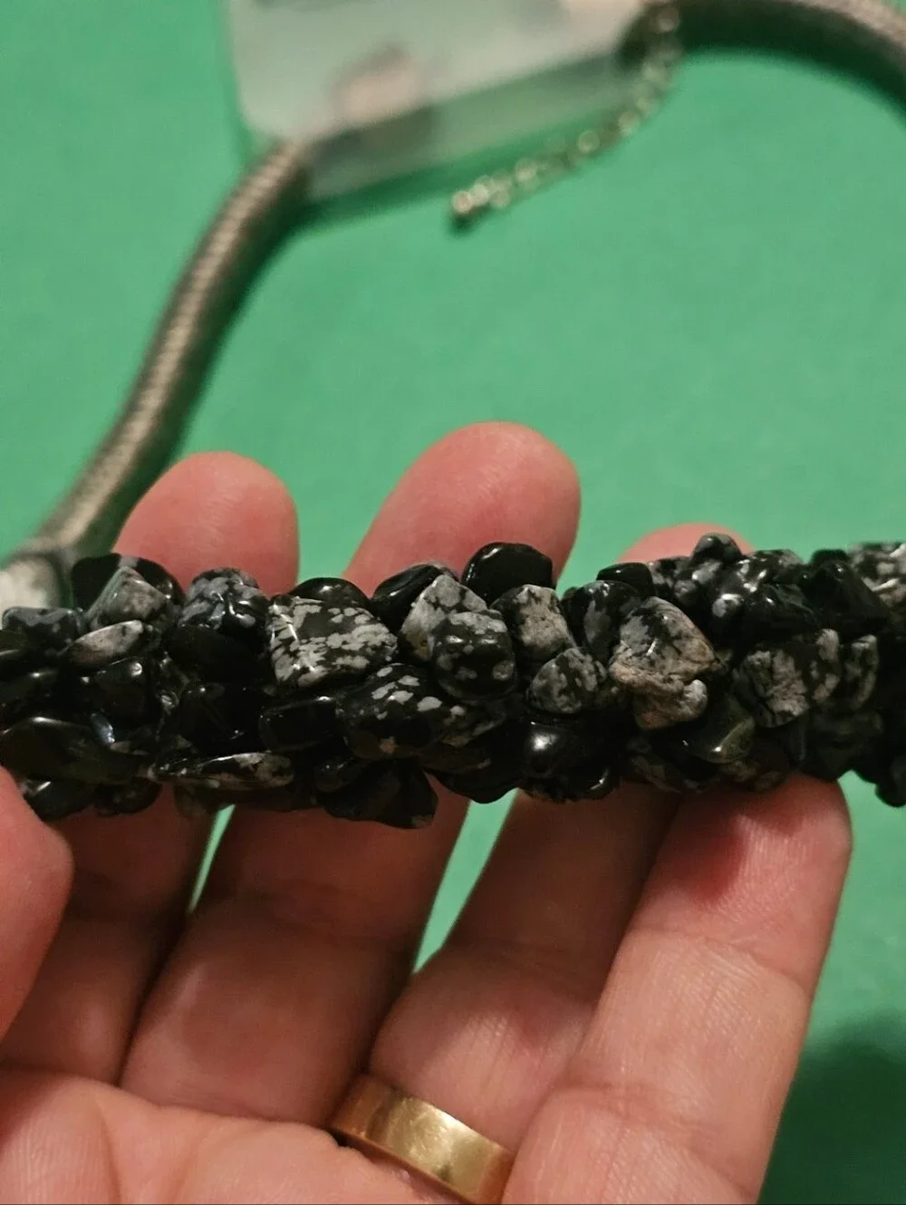 NWT Gina LAURA Statement Black Stone Mixed Materials Cluster Necklace